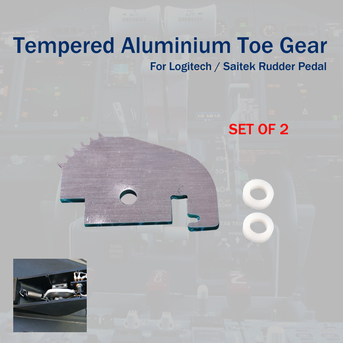 Tempered Aluminium Toe Gear for Logitech / Saitek Rudder Pedal (Set of 2)