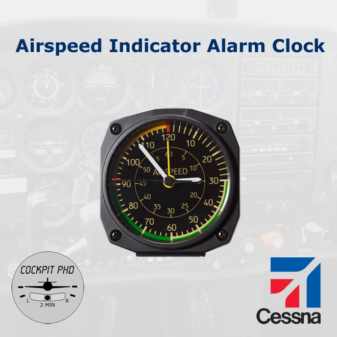 Airspeed Indicator Alarm Clock | Vintage Aircraft Cockpit Desk Decor for Pilots