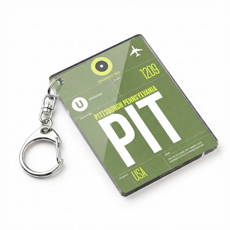 Retro Aviation - Airport Code Keychain | Vintage Baggage Tag Design