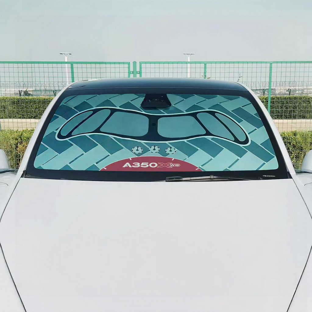 Airbus A350 "bandit mask" windshield design Car Auto Sunshade (Size L) - Umbrella Style | UV Protection